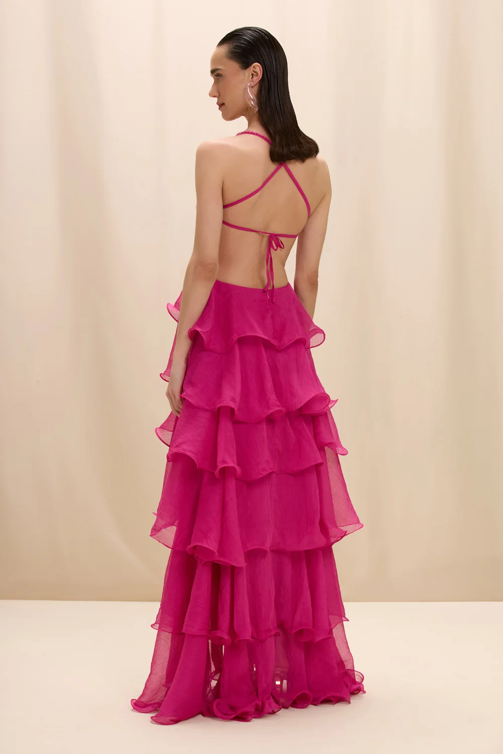 CHIFFON CARMEN LOTUS MAXI DRESS - Image 4