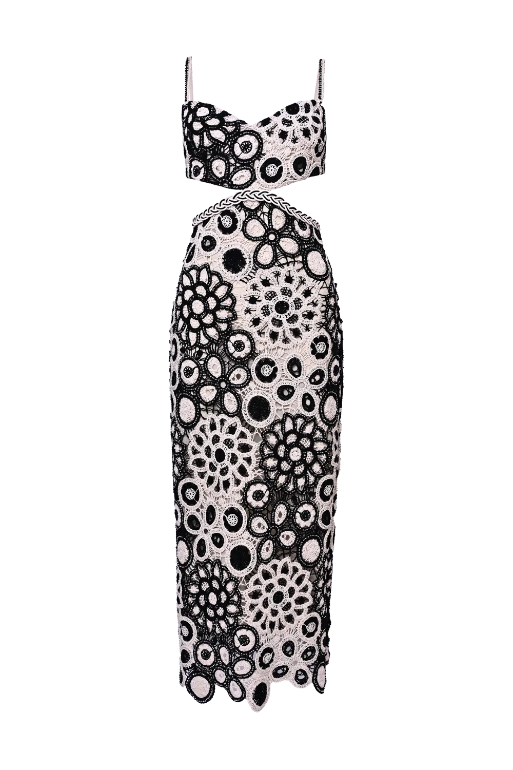CORAL CROCHET CUTOUT MIDI DRESS - Image 3