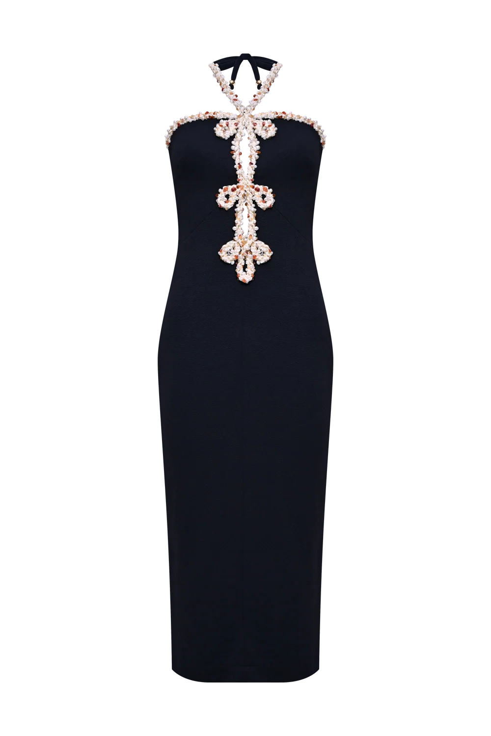 JADE KNIT EMBROIDERED HALTERNECK MIDI DRESS - Image 4