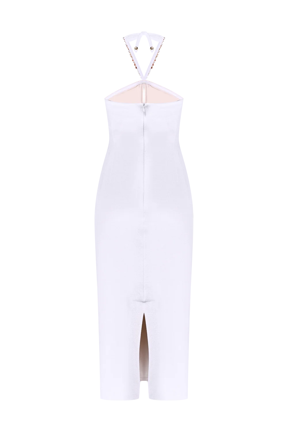 JADE KNIT EMBROIDERED HALTERNECK MIDI DRESS - Image 3