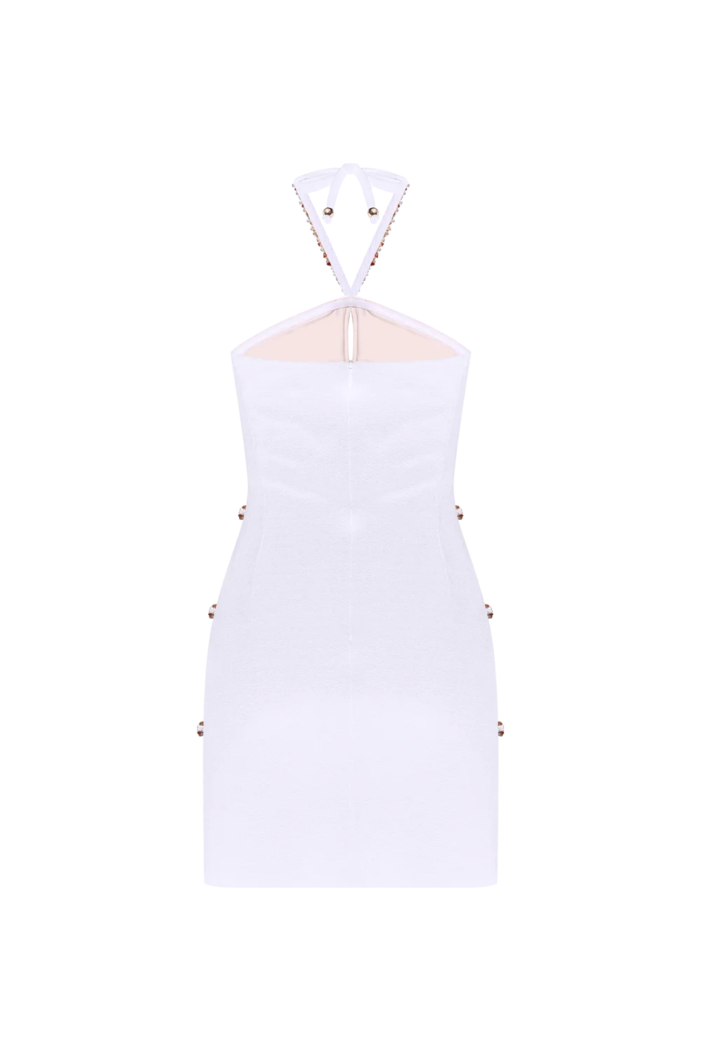 JADE KNIT EMBROIDERED HALTERNECK MINI DRESS - Image 4