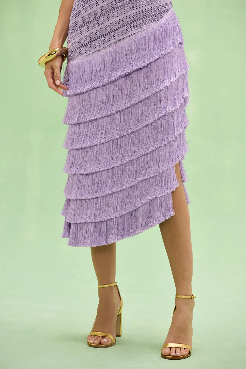 LILA FRINGE CUT OUT MIDI DRESS - Image 3