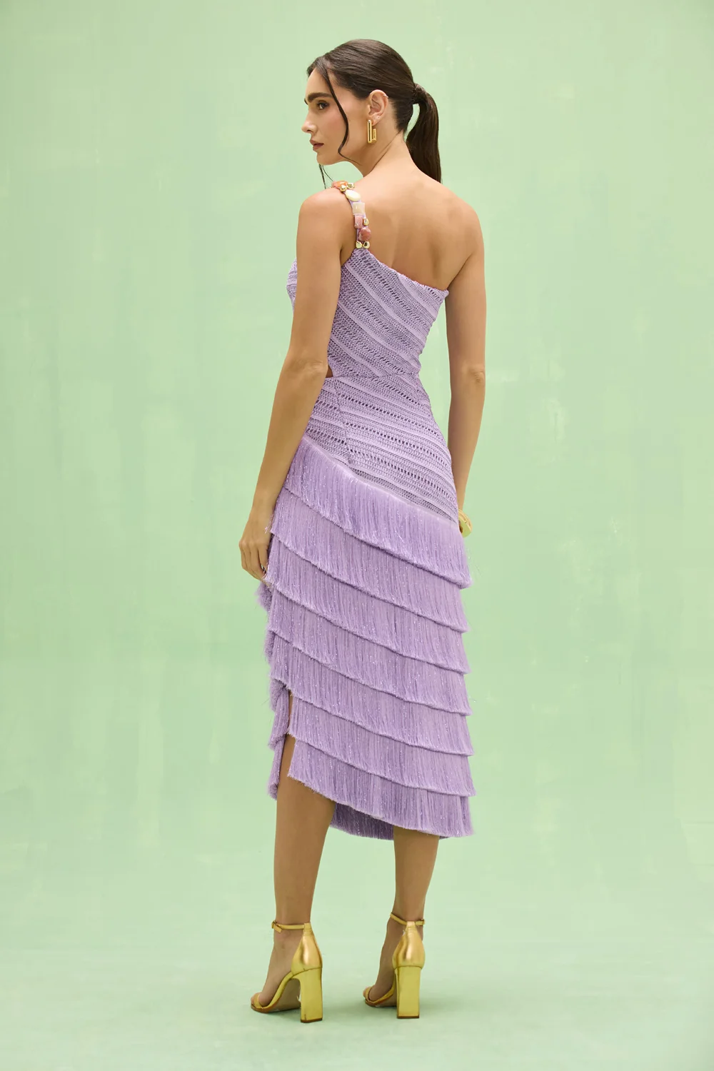 LILA FRINGE CUT OUT MIDI DRESS - Image 4