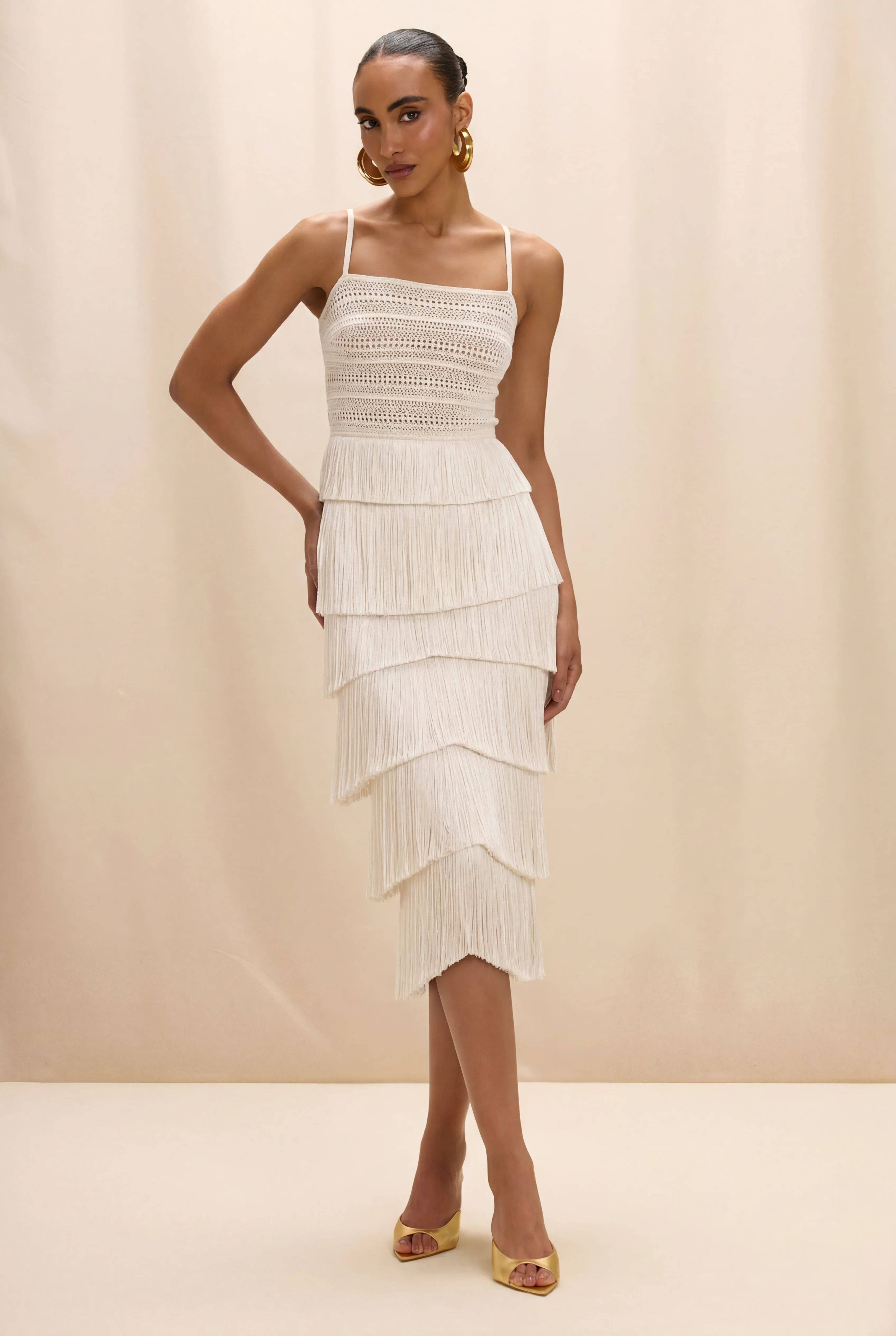 LILA FRINGE MIDI SKIRT