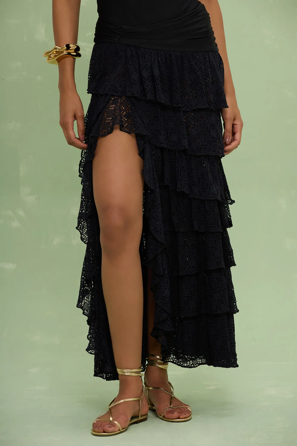 MARTINA LYCRA RUFFLE MAXI SKIRT - Image 3
