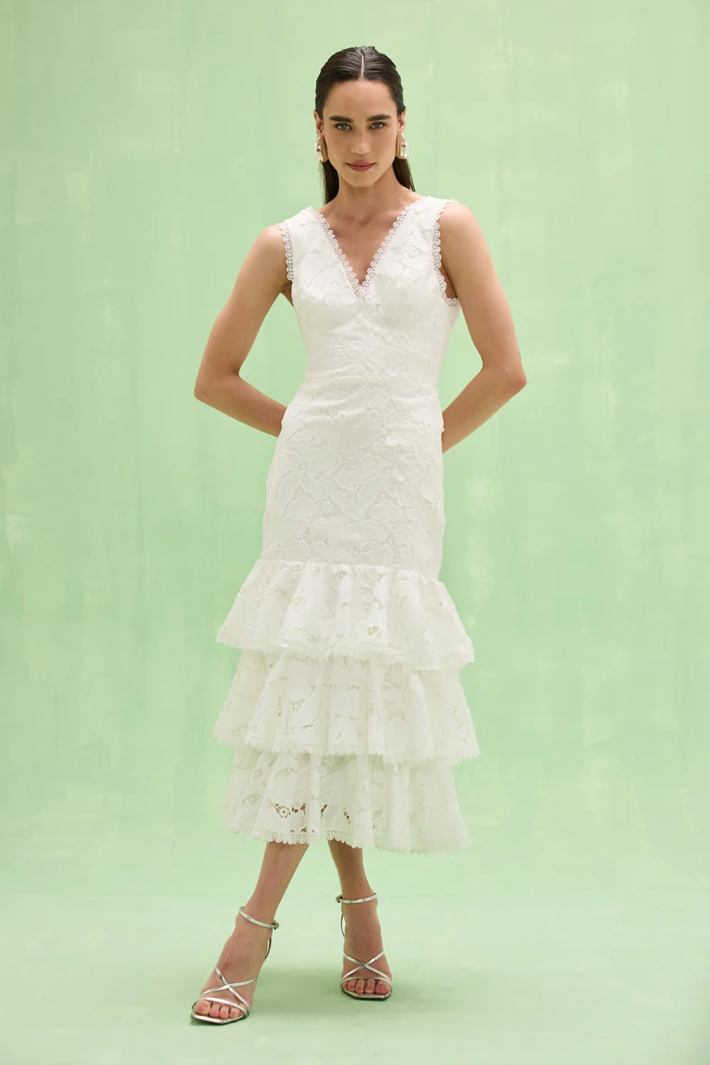 MYSIE LACE MIDI DRESS