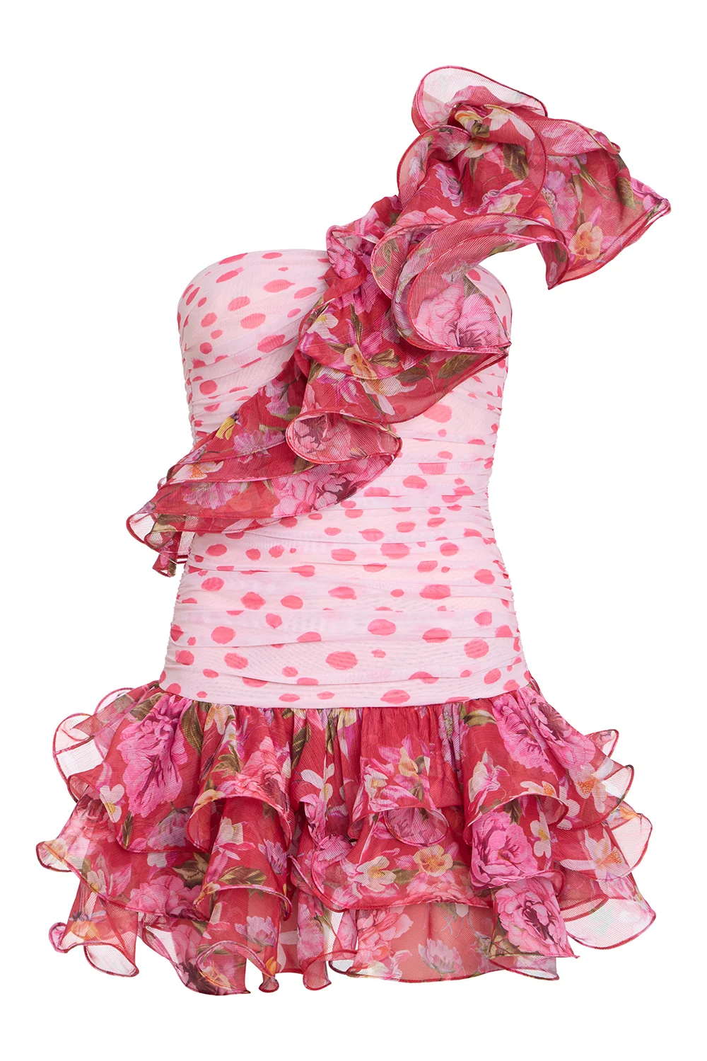 PEONY DOTS RUFFLE MINI DRESS (RUNWAY) - Image 2