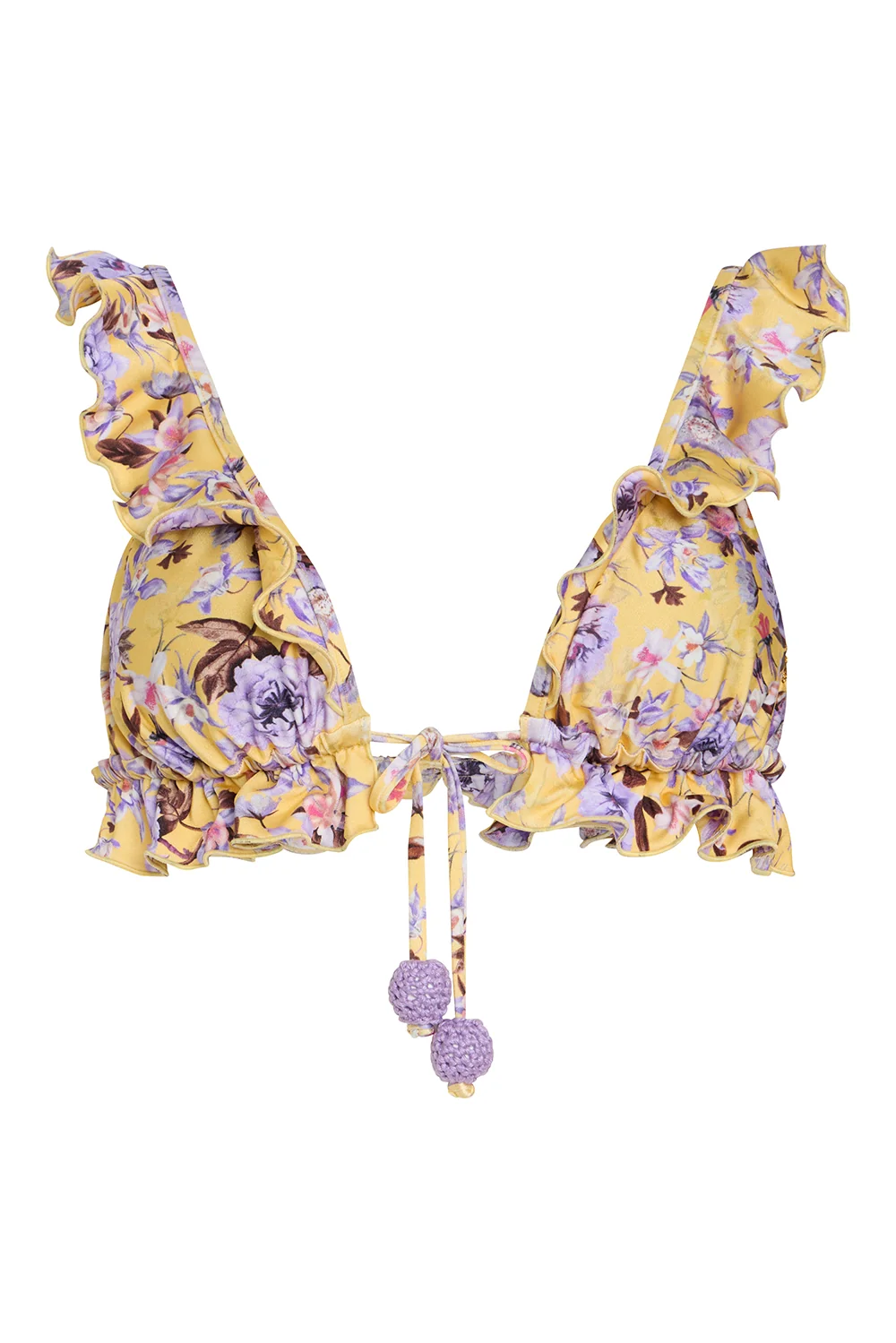 PEONY PRINT LYCRA FLOWER EMBELLISHED BIKINI TOP - Image 2