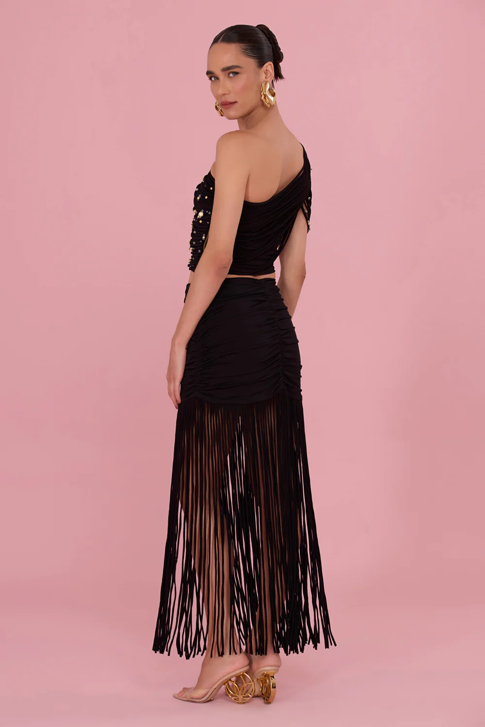 LYRIA JERSEY FRINGE MAXI SKIRT - Image 4