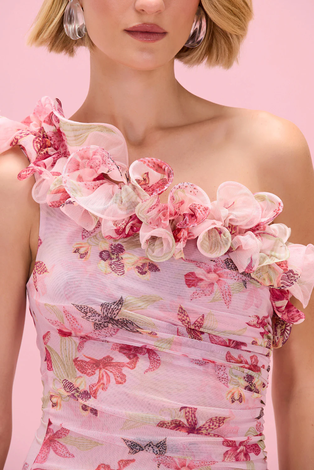 ORCHID BLOOM ONE SHOULDER MINI DRESS - Image 3