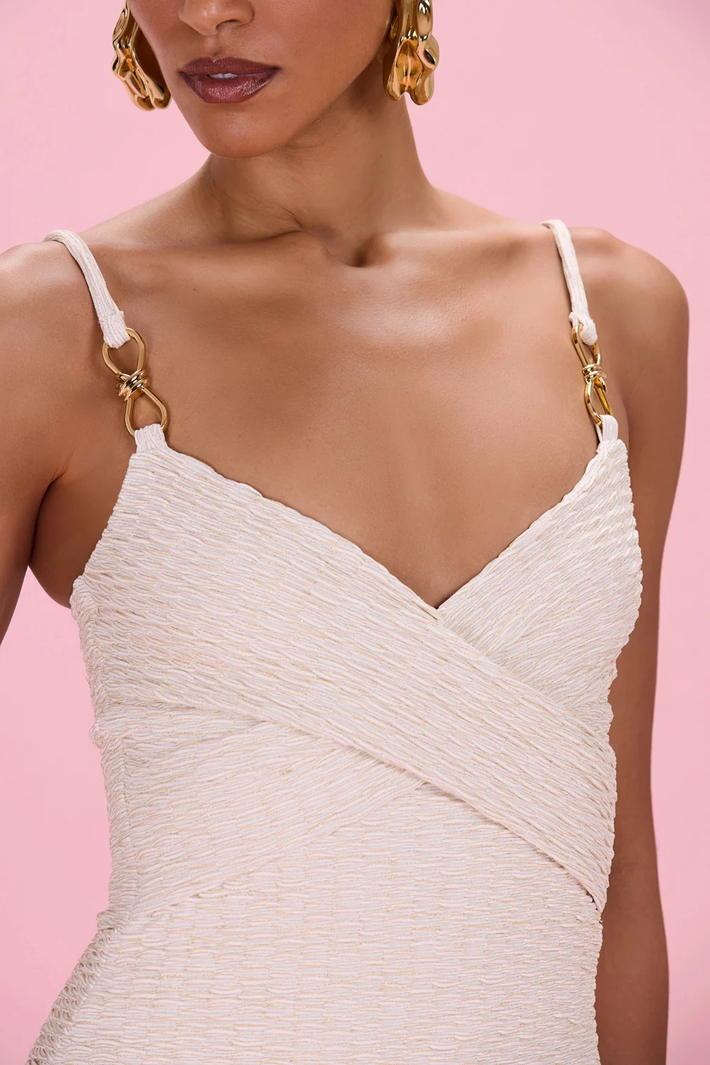 GOLDEN KNIT CHIFFON MAXI DRESS - Image 2