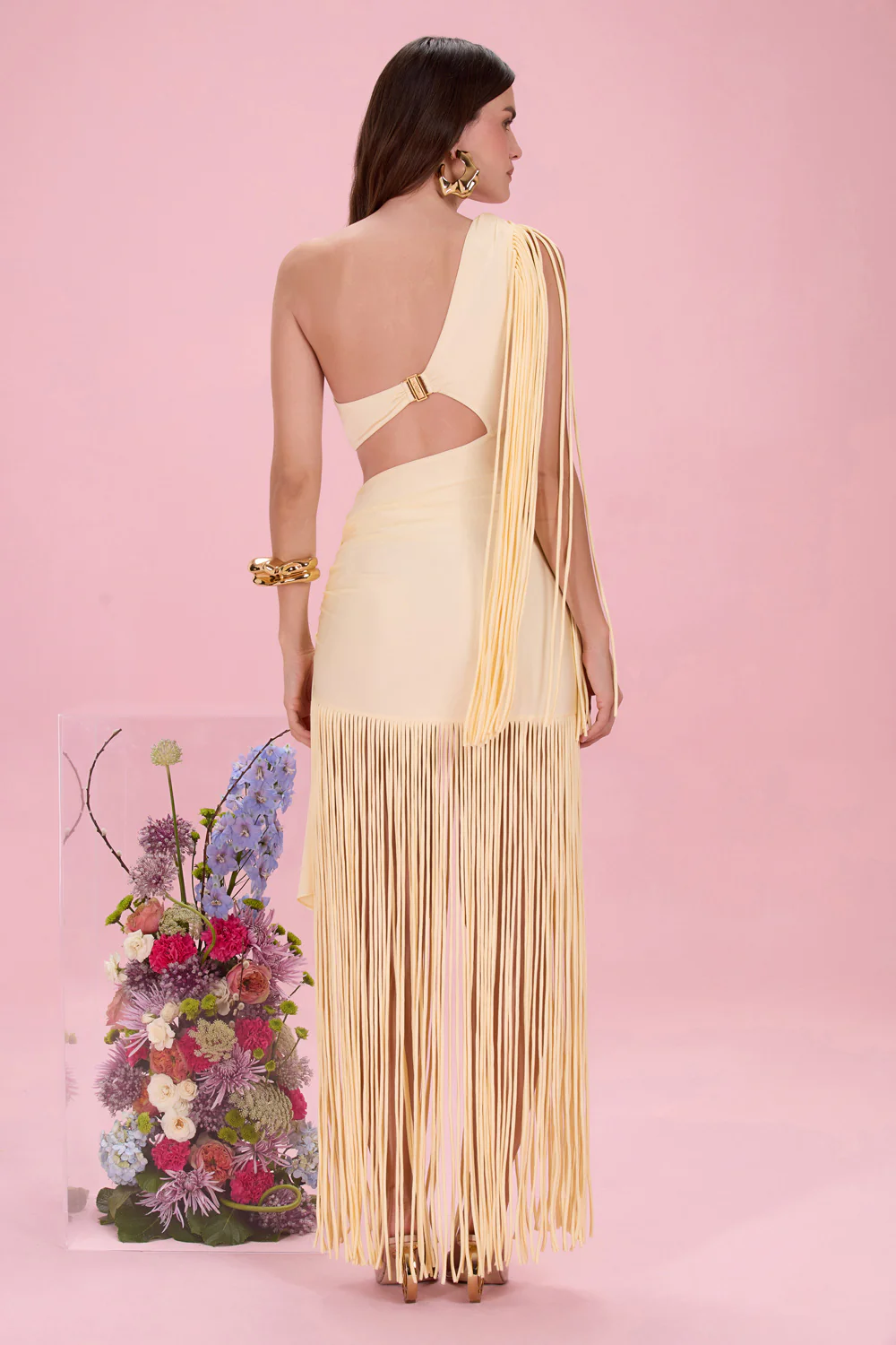 LYRIA JERSEY FRINGE CUTOUT DRESS - Image 3