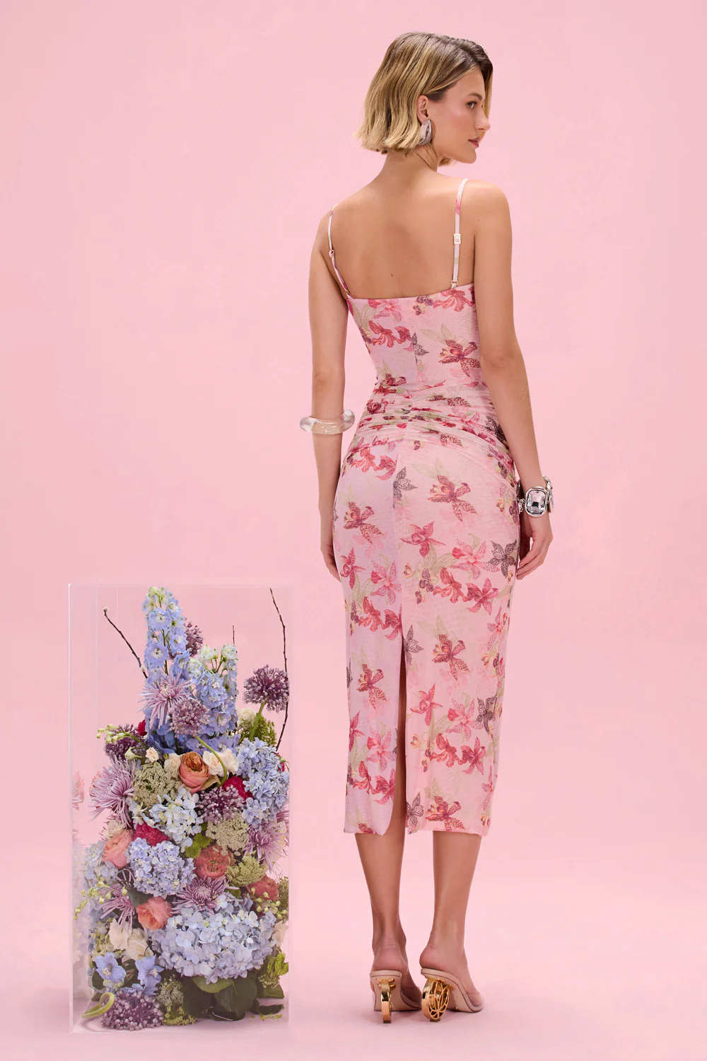 ORCHID BLOOM CHIFFON MIDI DRESS - Image 3